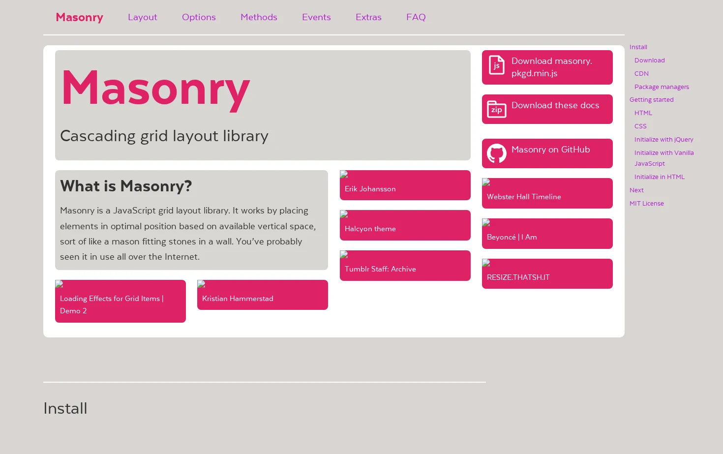Masonry 页面快照
